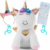 Light Autumn Unicorn Stuffed Animals - VDay Gift Animal Plushie Toy with Pink Bag