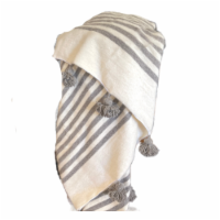 BeldiNest Hand Woven Moroccan Wool Blanket Throw Off White Striped - Grey