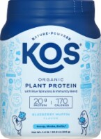 KOS® Organic Blueberry Muffin Blue Spirulina & Immunity Blend Plant Protein Powder