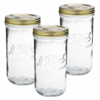 Le Parfait Familia Wiss Terrine - French Glass Mason Jar With 2 Piece Lid For Canning Storage
