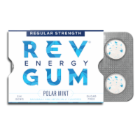 Rev Gum Regular Strength Polar Mint Caffeinated Gum Pack Perspective: Main