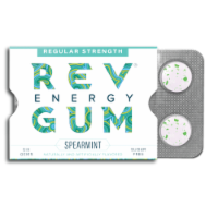 Rev Gum Regular Strength Spearmint Caffeinated Gum Pack Perspective: Main