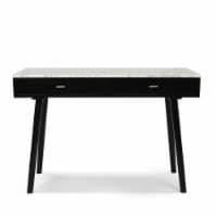 Viola 44  Rectangular Italian Carrara White Marble Writing Desk with Black Legs