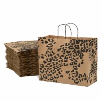 Prime Line Packaging Brown Paper Bags with Handles Animal Prints Cheetah Zebra 50 Pcs 16x6x12