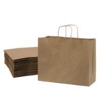 Prime Line Packaging Brown Natural Kraft Paper Shopping Bags with Handles Bulk 25 Pcs 16x6x12