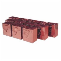 Extra Small Rose Gold Foil Gift bags with Handles, Designer Solid Color Paper Gift Wrap Bags