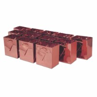 Extra Small Rose Gold Foil Gift bags with Handles, Designer Solid Color Paper Gift Wrap Bags