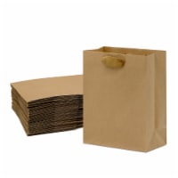 Prime Line Packaging Brown Paper Bags with Fancy Twill Handles Gift Bags Bulk 25 Pcs - 8x4x10