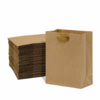 Prime Line Packaging Brown ​Paper Bags with Fancy Twill Handles Gift Bags Bulk 50 Pk – 8x4x10