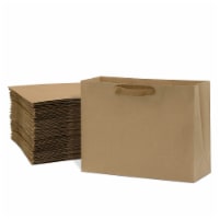 Prime Line Packaging Brown Paper Bags with Fancy Twill Handles Gift Bags, Bulk 50 Pcs 16x6x12