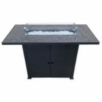 Hiland AFP-BAR-MAR AZ Patio Heaters Rectangular Bar Height Granite Top Fire Pit with Wind Scr