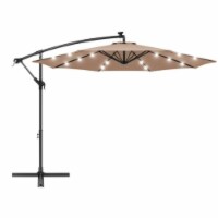 Az Patio Heaters Offset Cantilever Umbrella In Tan With Led Lights