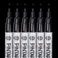 PINTAR Black Acrylic Paint Markers for Writing on Rock Painting, Wood- Pack  of 6, 1mm, 1 - Baker's