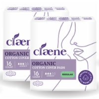 Claene Organic Cotton Cover Pads, Menstrual Regular Pads for Women, Unscented 32 Count