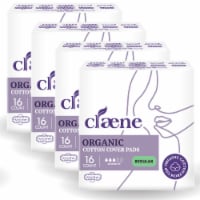 Claene Organic Cotton Cover Pads, Menstrual Regular Pads for Women, Unscented 64 Count