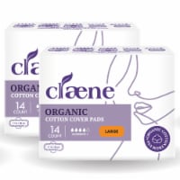 Claene Organic Cotton Cover Pads, Menstrual Large Pads for Women, Unscented 28 Count