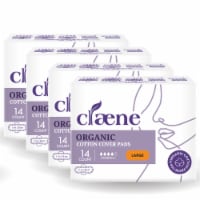 Claene Organic Cotton Cover Pads, Menstrual Large Pads for Women, Unscented 56 Count