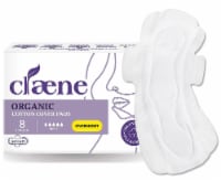 Claene Organic Cotton Cover Pads, Menstrual Overnight Pads for Women, Unscented 8 Count