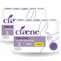 Claene Organic Cotton Cover Pads, Menstrual Overnight Pads for Women, Unscented 16 Count