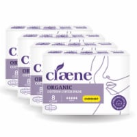 Claene Organic Cotton Cover Pads, Menstrual Overnight Pads for Women, Unscented 32 Count