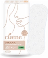 Claene Organic Cotton Panty Liners, Unscented, Thin, Daily, Breathable, Regular,6inch,50P