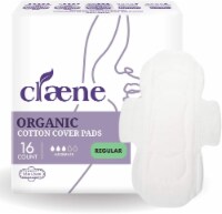 Claene Organic Cotton Cover Pads, Menstrual Regular Pads for Women, Unscented 16 Count