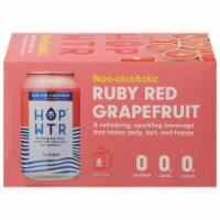 HOP WTR Ruby Red Grapefruit Sparkling Hop Water Cans Perspective: Main