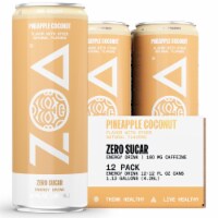 ZOA Energy Sugar-Free Pineapple Coconut 12oz (12 pack)