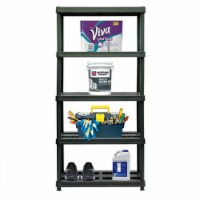 Juggernaut Storage 72 Inch 5 Shelf Plastic Utility Shelving Storage Unit, Black