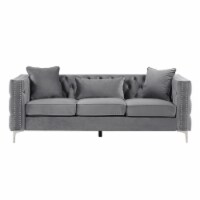RN Furnishings modern Velvet fabric sofa and Loveseat Living room Set -Gray
