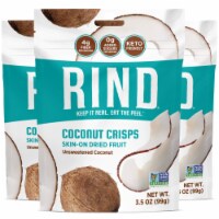 RIND Snacks Unsweetened Coconut Crisps, 3.5 Ounce Bags, Pack of 3