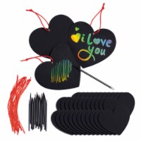Neliblu Valentine's Day Decoration Scratch Art Kit - 24 Hearts, Sticks & Ribbons