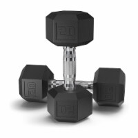 Epic Fitness Rubber Coated 20 Pound Hex Dumbbell Hand Weights, Set of 2 (1 Pair)