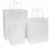 Prime Line Packaging Assorted White Kraft Paper Shopping Bags with Handles Retail Bags - 75Pk