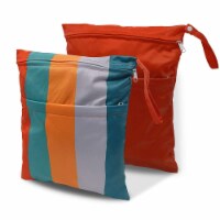 Cloth Diaper Wet Dry Bags with Two Zippered Pockets, Waterproof & Reusable