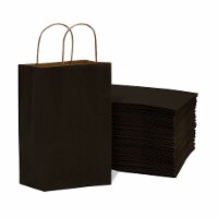 Prime Line Packaging Black Colored Kraft Paper Bags with Handles Gift Bags, Bulk 50 Pcs 6x3x9
