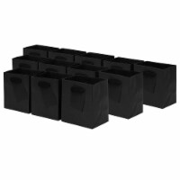 Occasionall Black Embossed Diamond Pattern Paper Bags with Cotton Handle Bulk 12Pk 4x2.75x4.5