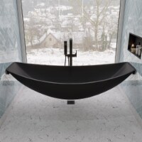 ALFI brand HammockTub1-BM Black Matte 79  Acrylic Suspended Wall Mounted Hammock Bathtub