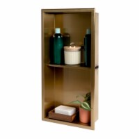 ABNP1224-BG 12  x 24  Brushed Gold PVD Stainless Steel Vertical Double Shelf Shower Niche