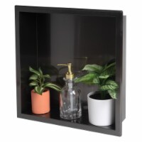 ALFI brand ABNP1616-BB 16 x 16 Brushed Black PVD Steel Square Single Shelf Shower Niche