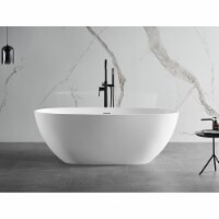 ALFI brand AB9975 59  White Oval Solid Surface Resin Soaking Bathtub