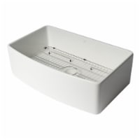 ALFI Brand ABFC3320S-W White  Curved Apron 33  x 20  Single Bowl Fireclay Farm Sink with Grid