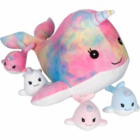 PixieCrush Narwhal Stuffed Animals for Girls 3-8; Mommy & 4 Babies Plush Pillows