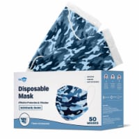 WeCare  Individually Wrapped Disposable Face Masks, 50 Pack, Blue Camo