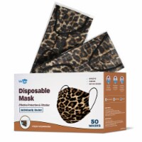 WeCare  Individually Wrapped Disposable Face Masks, 50 Pack, Leopard Print