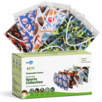 WeCare Individually Wrapped Kids Face Masks, Pack of 50, Sports Collection