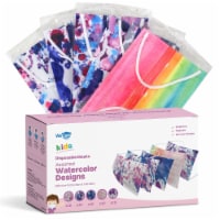 WeCare Individually Wrapped Kids Face Masks, Pack of 50, Rainbow Print
