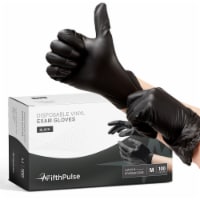 FifthPulse Disposable Vinyl Exam Gloves, Black, Box of 100 - Powder-Free, Latex-Free