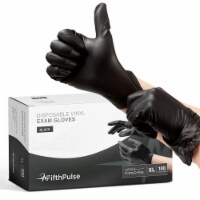 FifthPulse Disposable Vinyl Exam Gloves, Black, Box of 100 - Powder-Free, Latex-Free