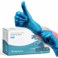 FifthPulse Disposable Vinyl Exam Gloves, Blue, Box of 100 - Powder-Free, Latex-Free